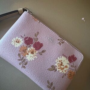 Coach Pink and Red Floral Clutch